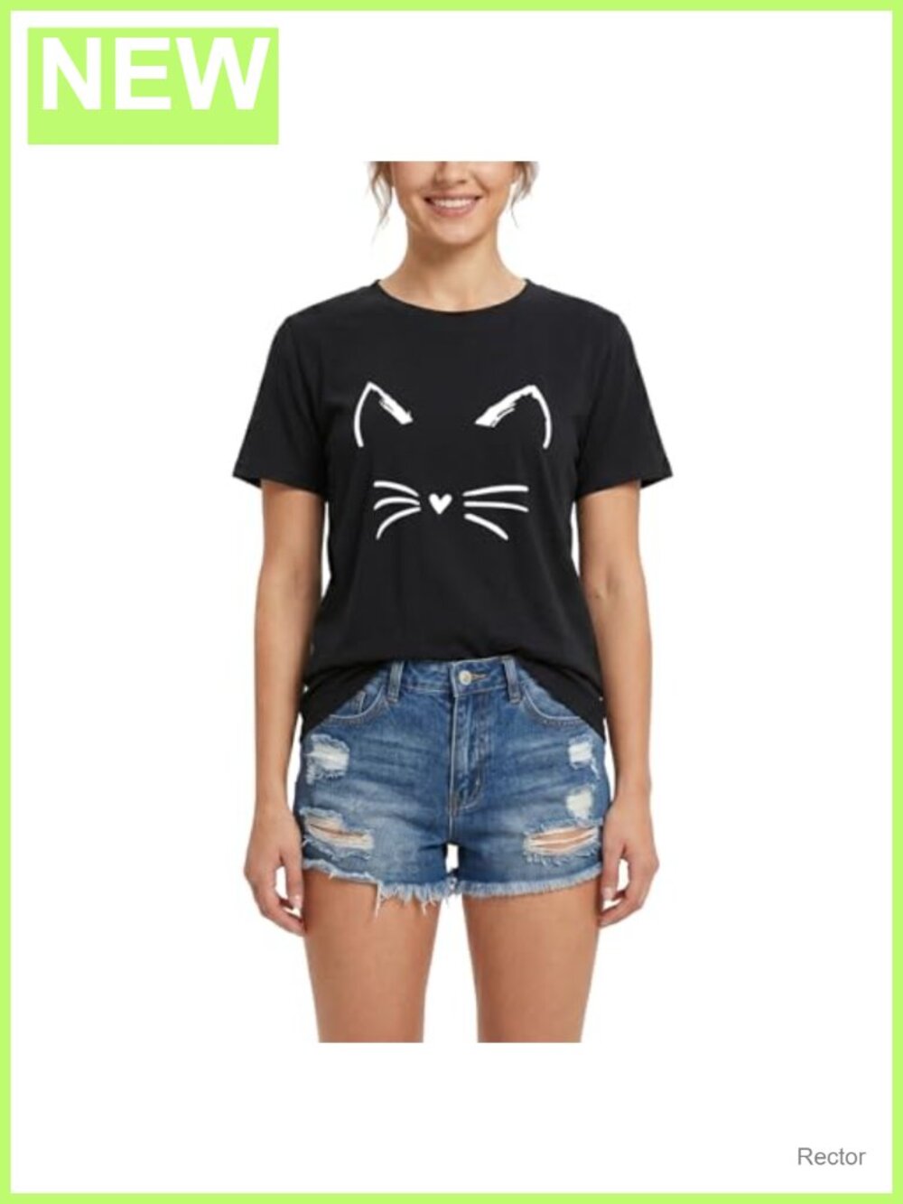 Women's Cute Cat Graphic T Shirt Crew Neck Short Sleeve Cotton Tee